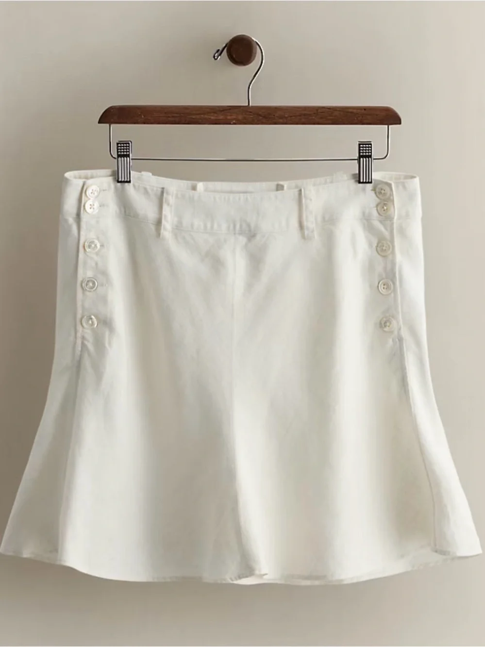 Vintage Rugby Ralph Lauren White Mini Skirt with Side Button and Lace-Up Back